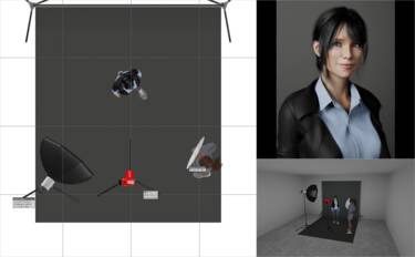 Virtual Studio renders to accompany Dom Salmon's How to take a headshot magazine article.